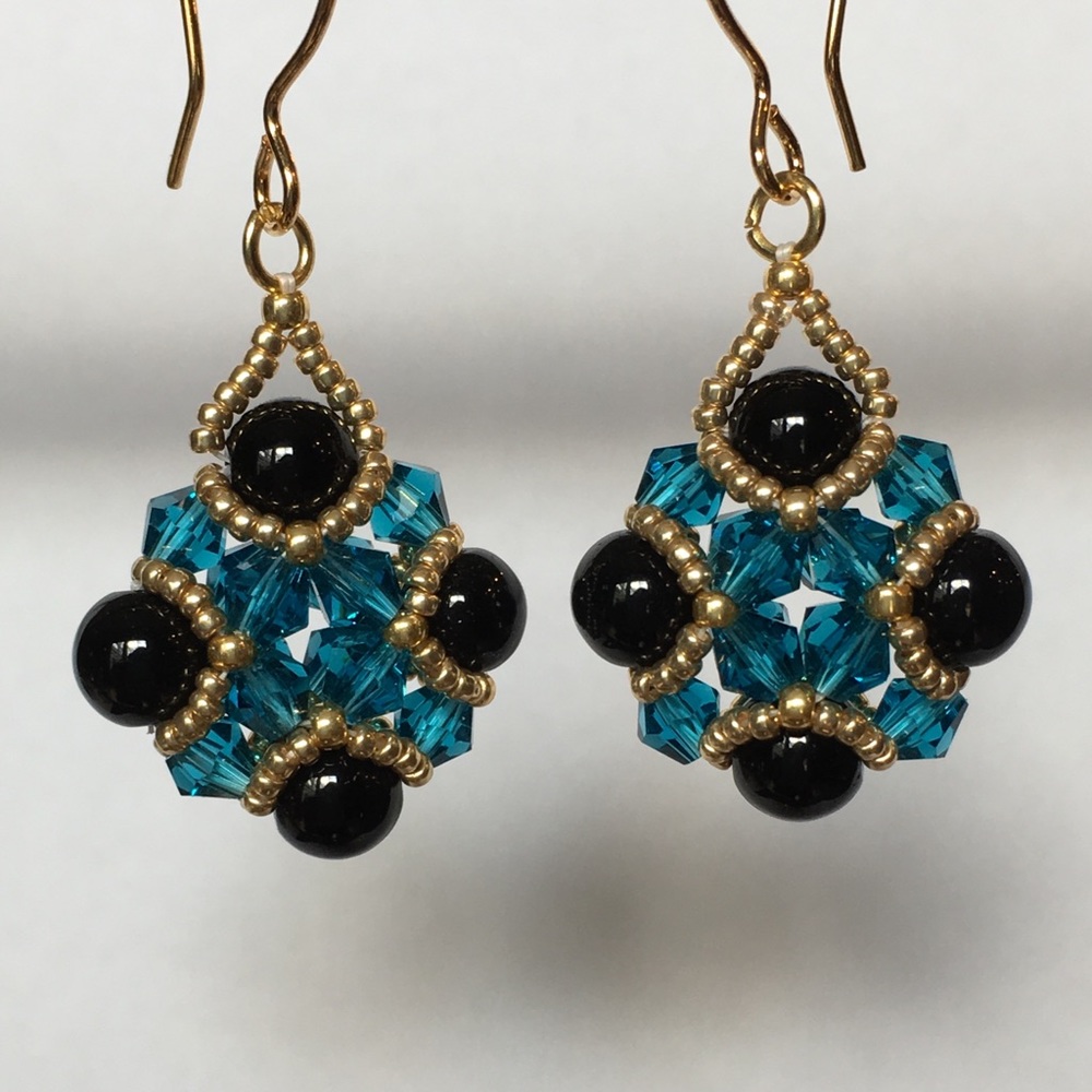 Crystal Blue and Black Amira Earrings